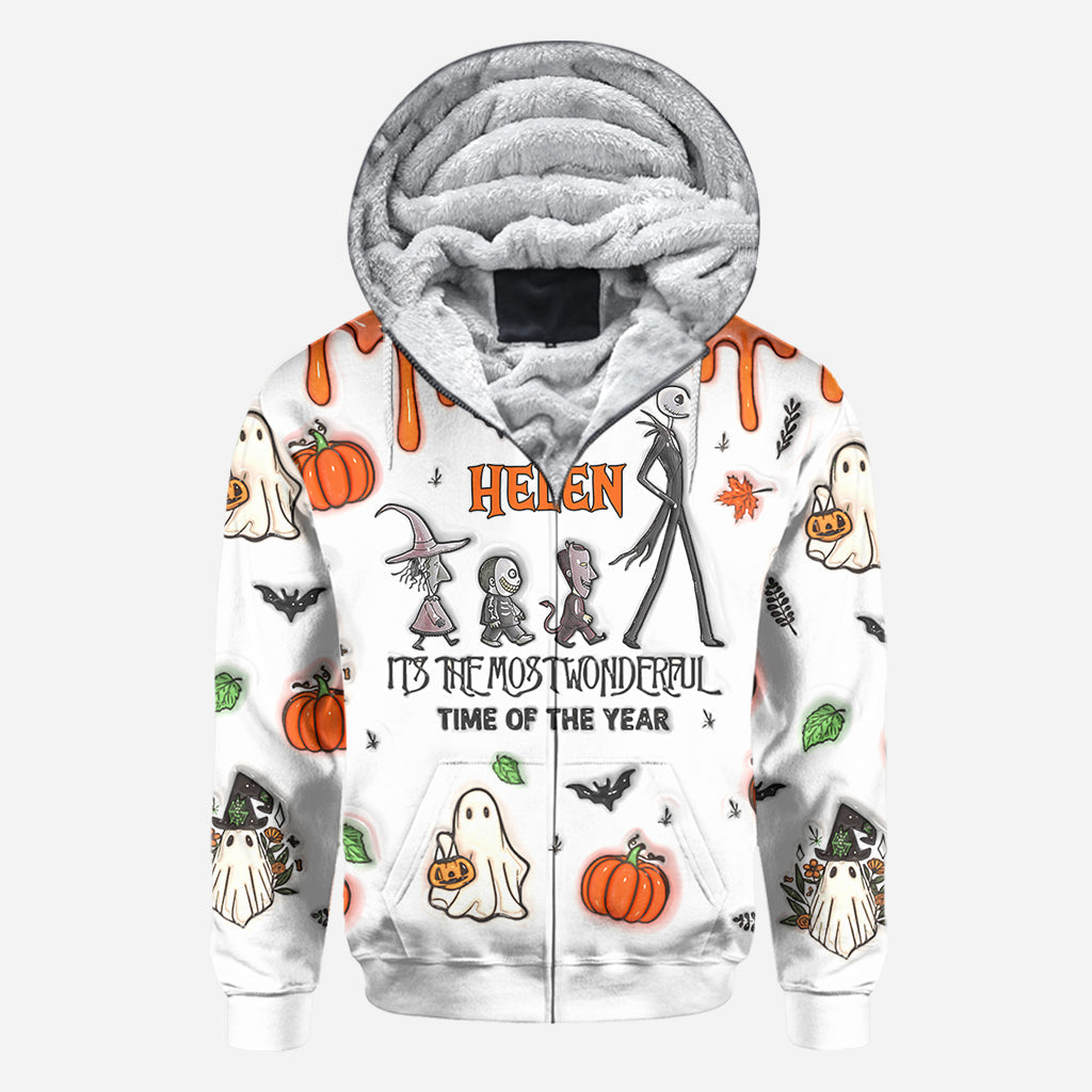 Personalized Autumn Skeleton All Over Shirt Custom Name Halloween Gift All Over Shirt GradoCreations