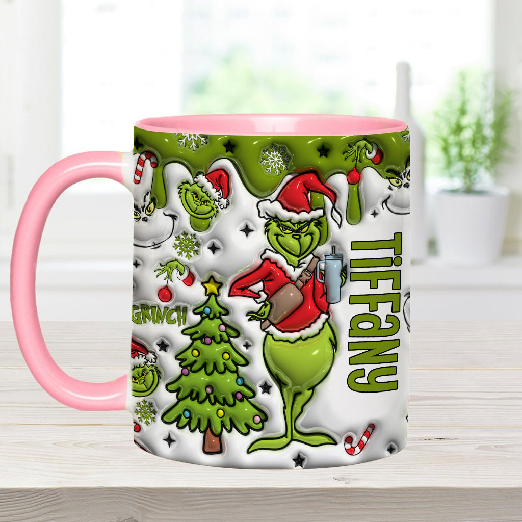 Personalized Grinch Accent Mug Custom Name Gift for Christmas Accent Mug GradoCreations