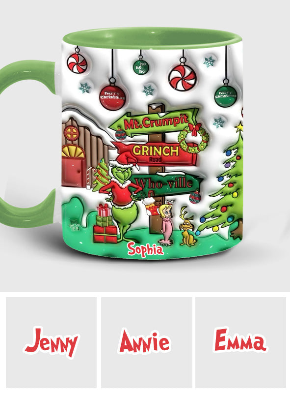 Personalized Christmas Accent Mug Grinch Design Custom Name Gift Accent Mug GradoCreations