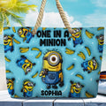 Personalized Canvas Beach Bag Custom Minions Design Gift Beach Bag GradoCreations