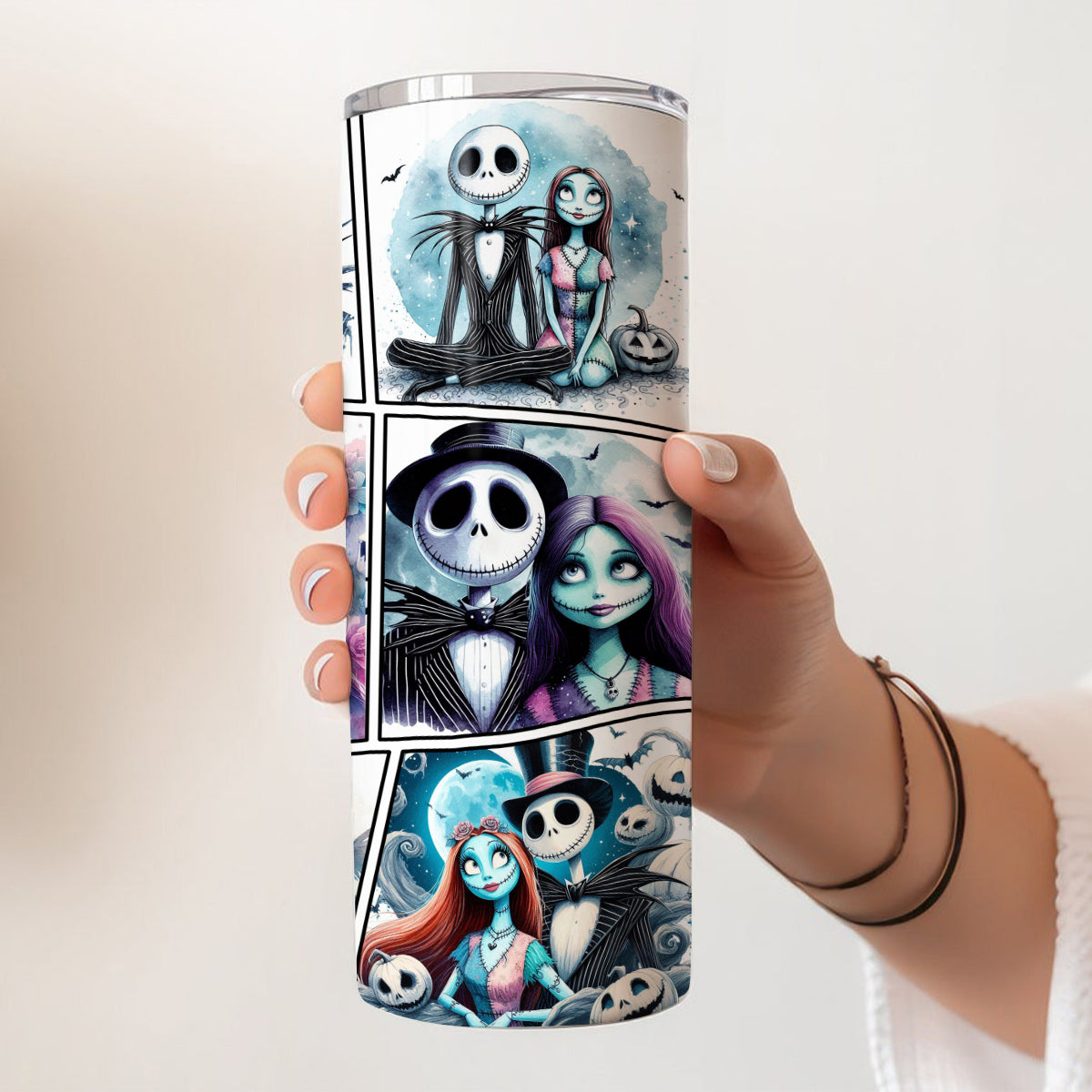 Personalized Nightmare Before Christmas Skinny Tumbler Custom Name Gift for Couples Skinny Tumbler GradoCreations
