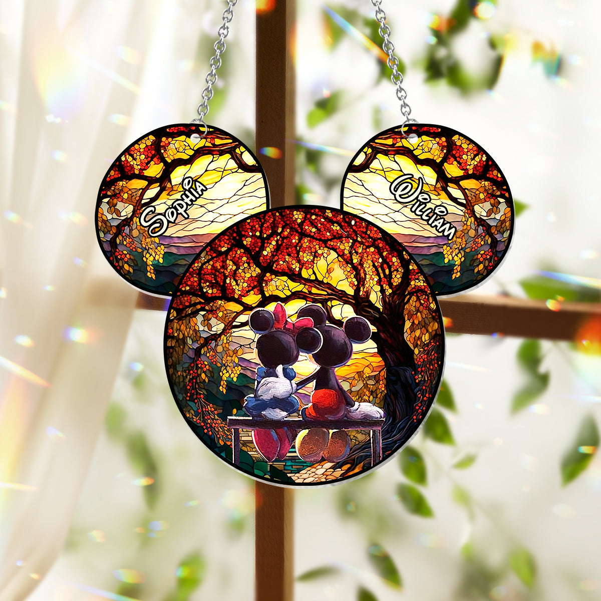 Personalized Mouse Couple Window Hanging Suncatcher Ornament Gift Window Hanging Suncatcher Ornament GradoCreations