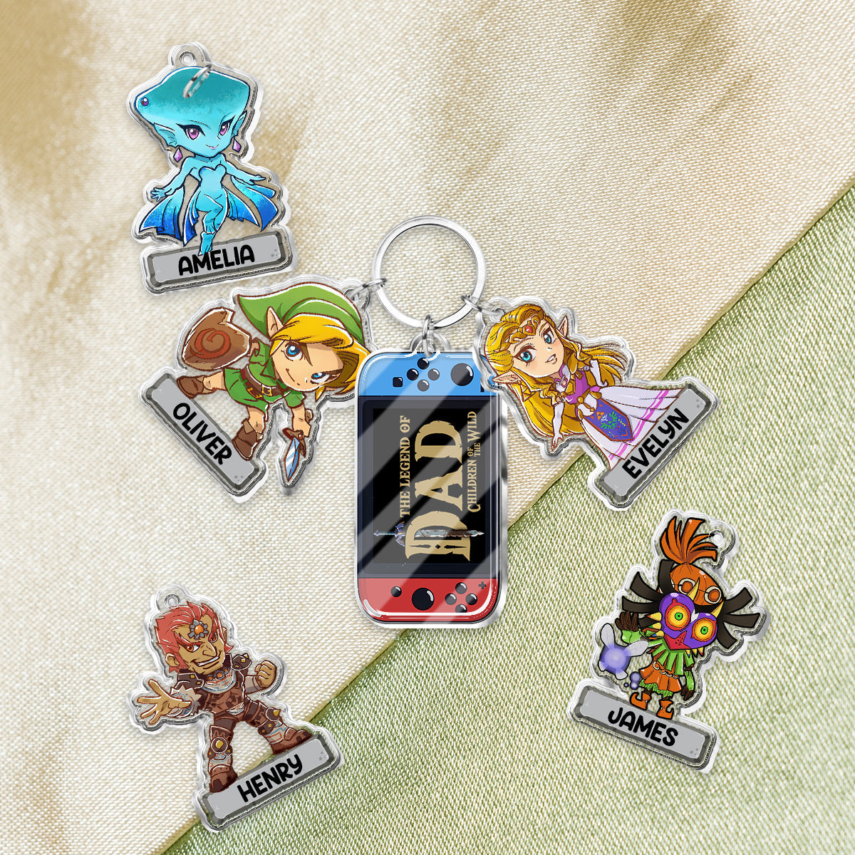 Personalized Keychain with Charms Featuring The Legend of Dad Gift for Father's Day Keychain with Charms GradoCreations