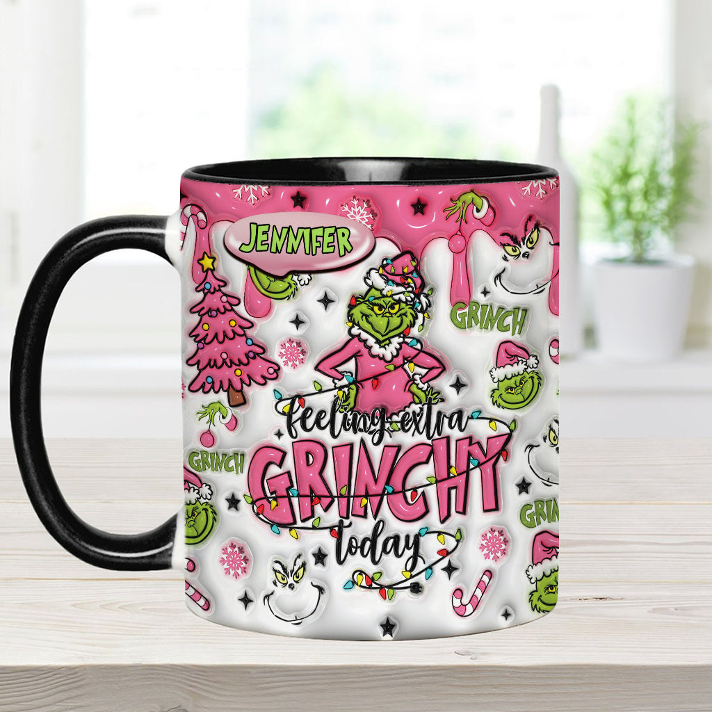 Personalized Grinch Accent Mug & Coaster Gift for Christmas Accent Mug GradoCreations