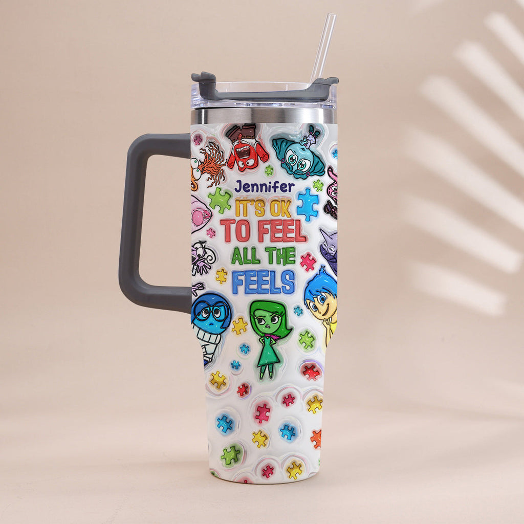Personalized Autism Awareness Tumbler with Handle for Kids Tumbler With Handle GradoCreations