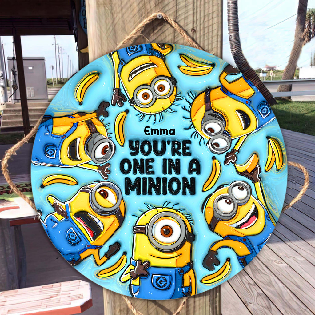 Personalized Round Wood Sign with Minions Design for Kids Round Wood Sign GradoCreations