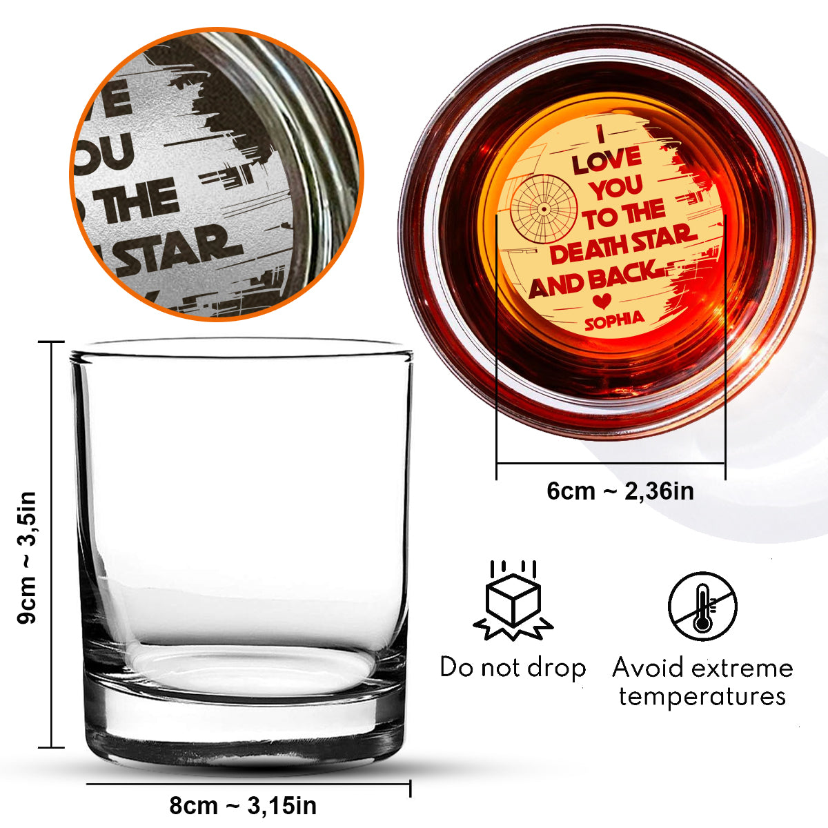 Personalized Engraved Whiskey Glass Custom Love Message Gift Engraved Whiskey Glass GradoCreations