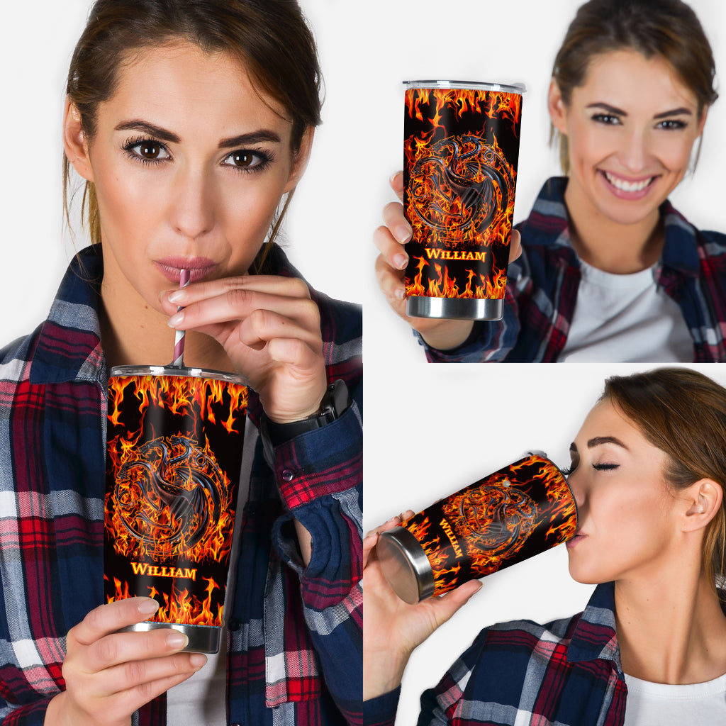 Personalized Game of Thrones Fire And Blood Tumbler Custom Name Drinkware Gift Tumbler GradoCreations