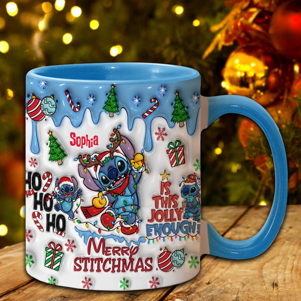 Personalized Merry Stitchmas Accent Mug Custom Name Gift Accent Mug GradoCreations