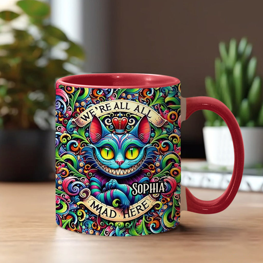 Personalized Ceramic Accent Mug with Colorful Cat Design for Birthdays or Christmas Accent Mug GradoCreations