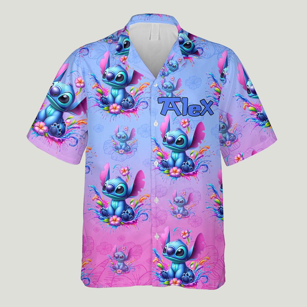 Personalized Hawaiian Shirt with Stitch Design Custom Name Gift Hawaiian Shirt GradoCreations