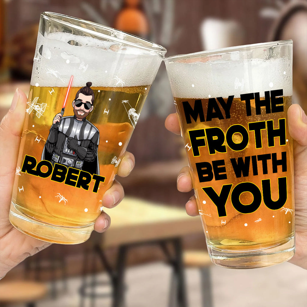 Personalized Beer Glass with Star Wars Theme Custom Name Gift for Dad Beer Glass GradoCreations