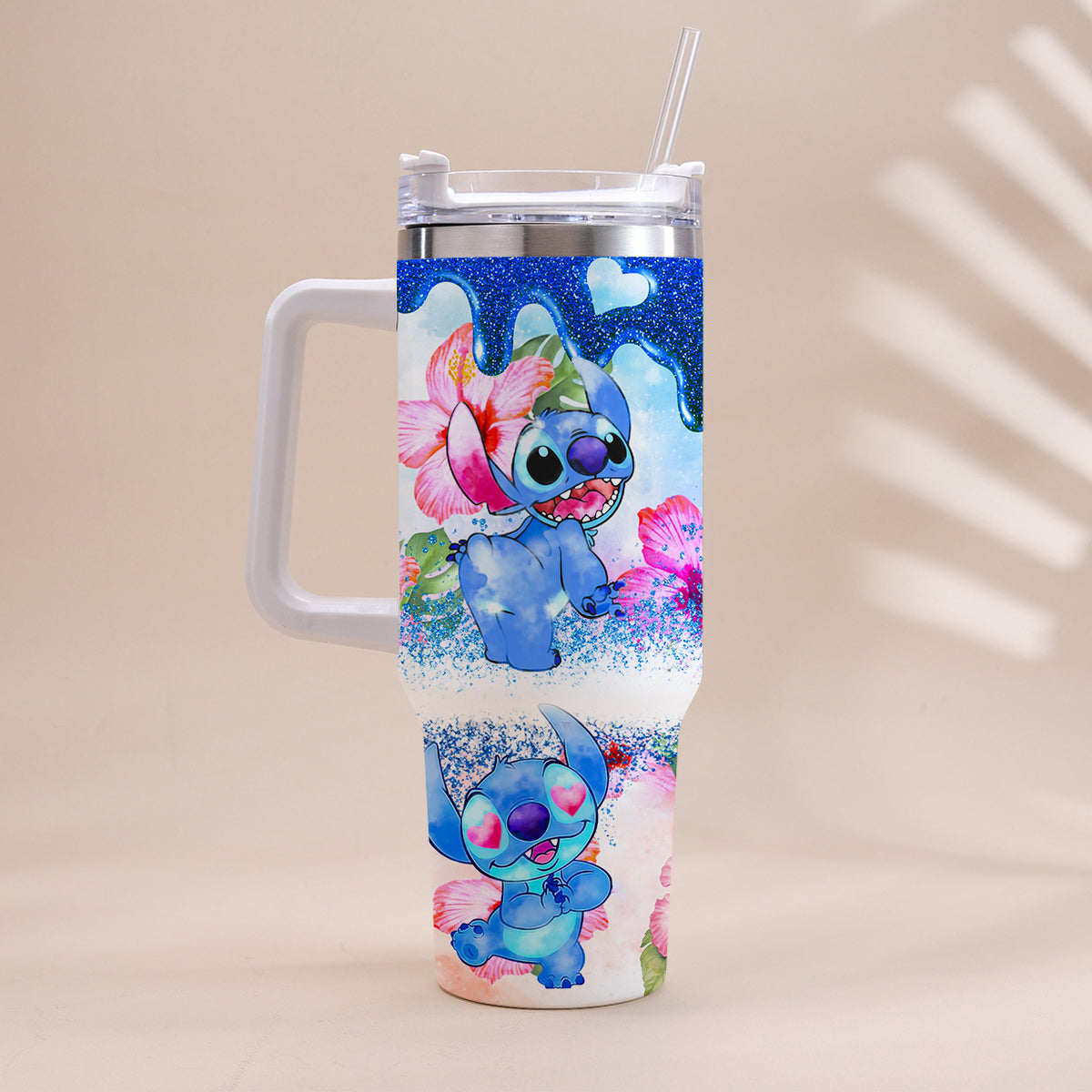 Personalized Tropical Vibe Tumbler With Handle Custom Name Gift Tumbler With Handle GradoCreations