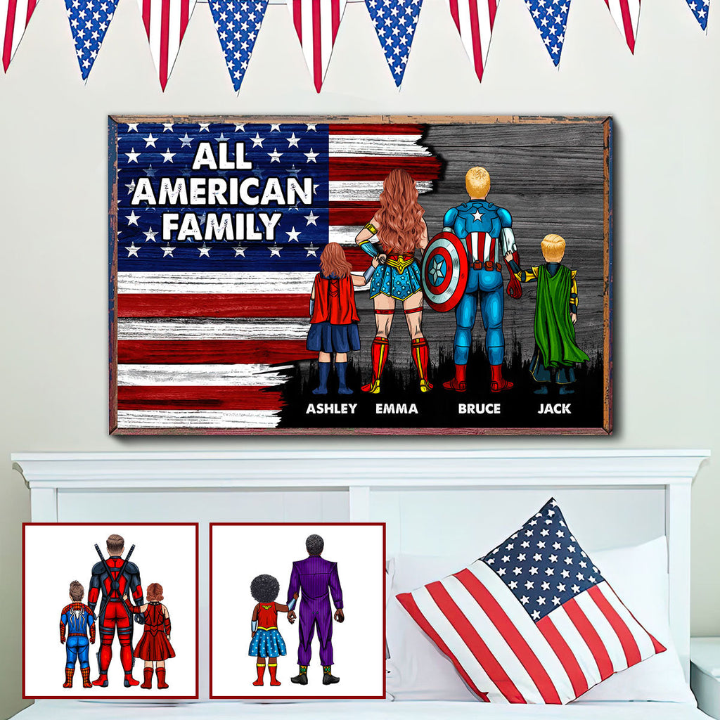 Personalized Family Canvas Wall Art Custom Names USA Gift Canvas And Poster GradoCreations