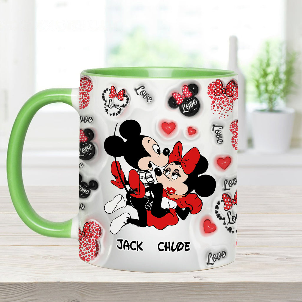 Personalized I Love You Mouse Accent Mug with Custom Names Gift Accent Mug GradoCreations