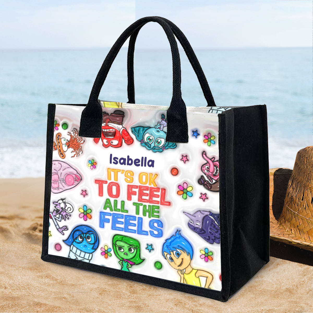 Personalized Canvas Tote Bag It's Okay To Feel All The Feels Gift for Mom/Teacher Canvas Tote Bag GradoCreations