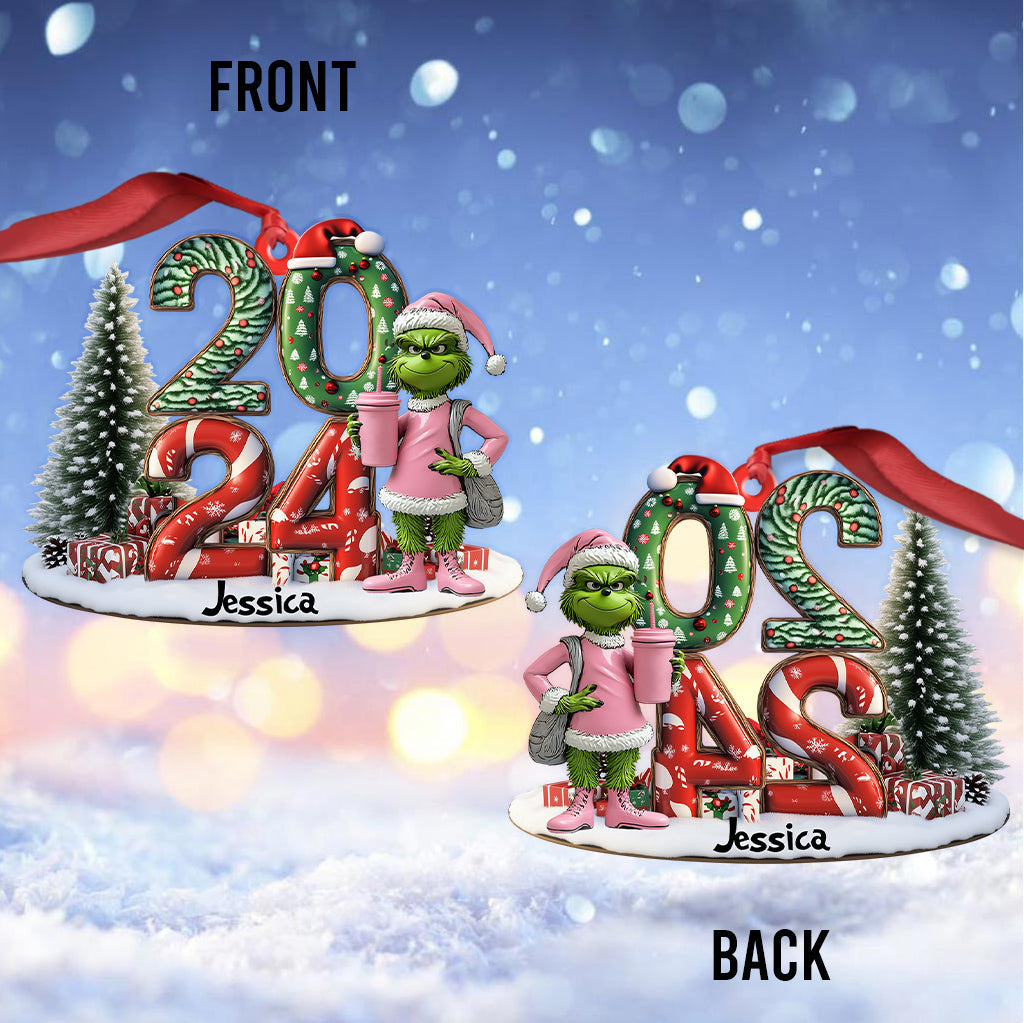 Personalized Grinch Christmas Ornament Custom Shaped Gift 2024 One-sided Custom Shaped Ornament GradoCreations