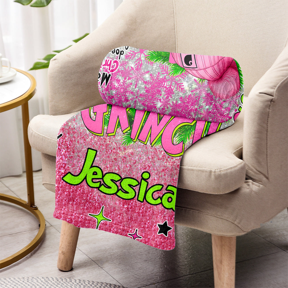 Personalized Merry Grinchmas Blanket Custom Name Christmas Gift Blanket GradoCreations