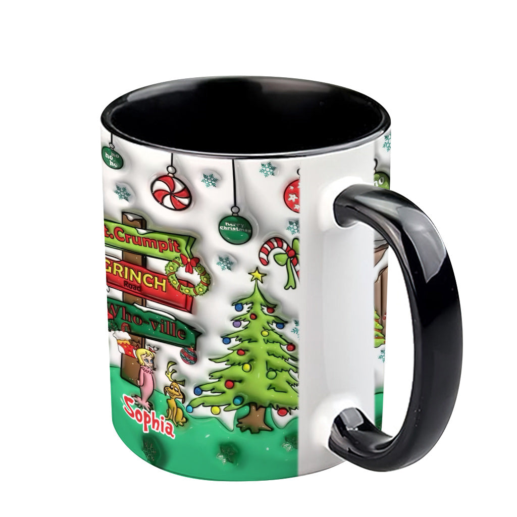 Personalized Christmas Accent Mug Grinch Design Custom Name Gift Accent Mug GradoCreations