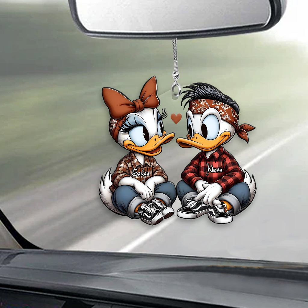 Personalized Chicano Duck Couple Car Ornament Custom Name Gift Car Ornament GradoCreations