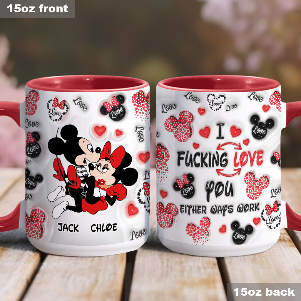 Personalized I Love You Mouse Accent Mug with Custom Names Gift Accent Mug GradoCreations
