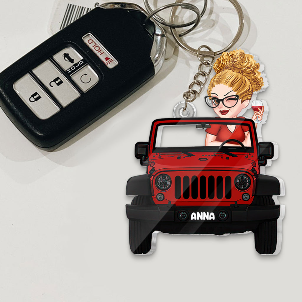 Personalized Acrylic Car Keychain Custom Name Gift for Her One-sided Custom Shaped Keychain GradoCreations