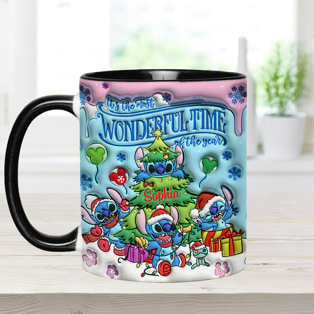 Personalized Merry Stitchmas Accent Mug Custom Name Gift for Christmas Accent Mug GradoCreations