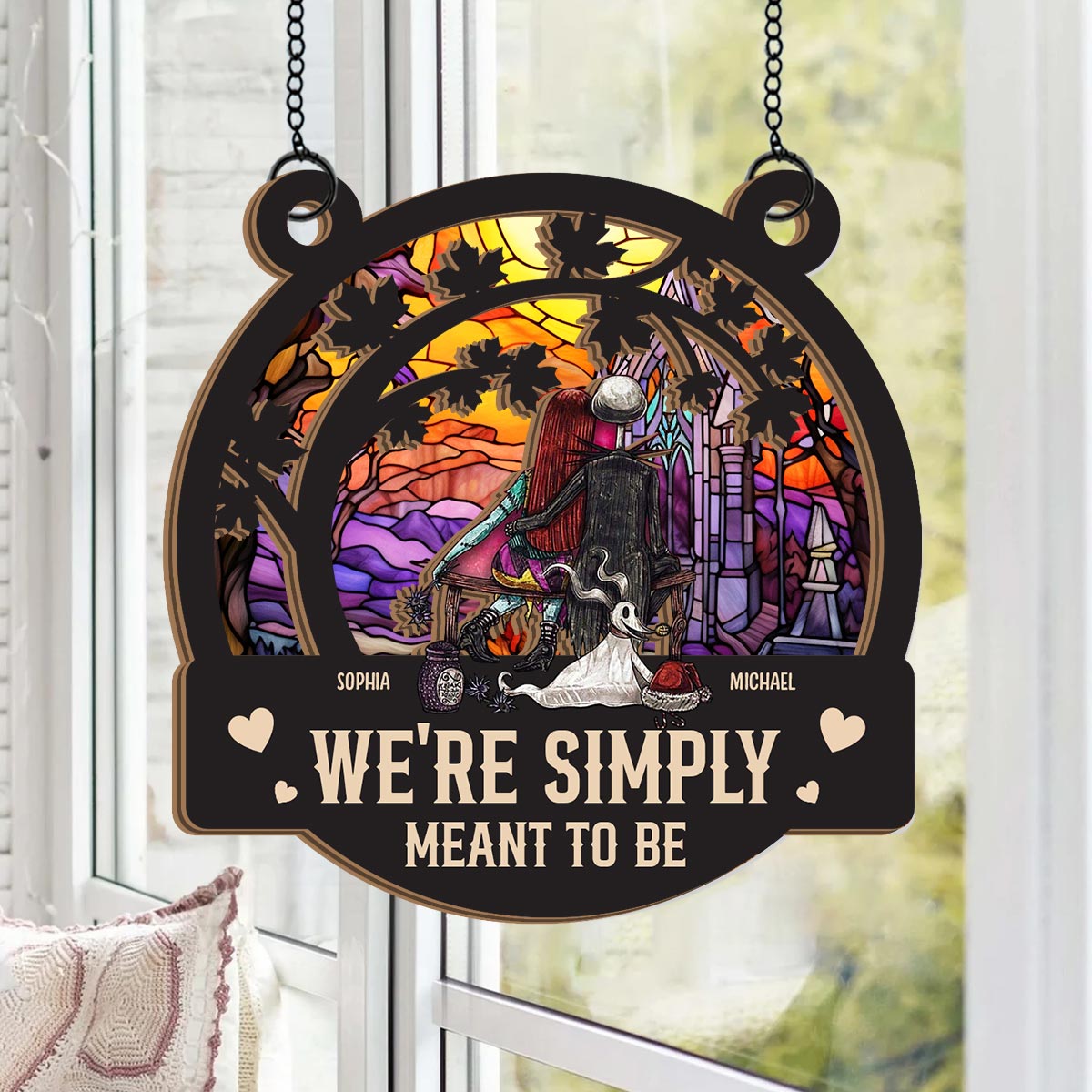 Personalized Nightmare Suncatcher Gift for Halloween or Wedding Suncatcher GradoCreations