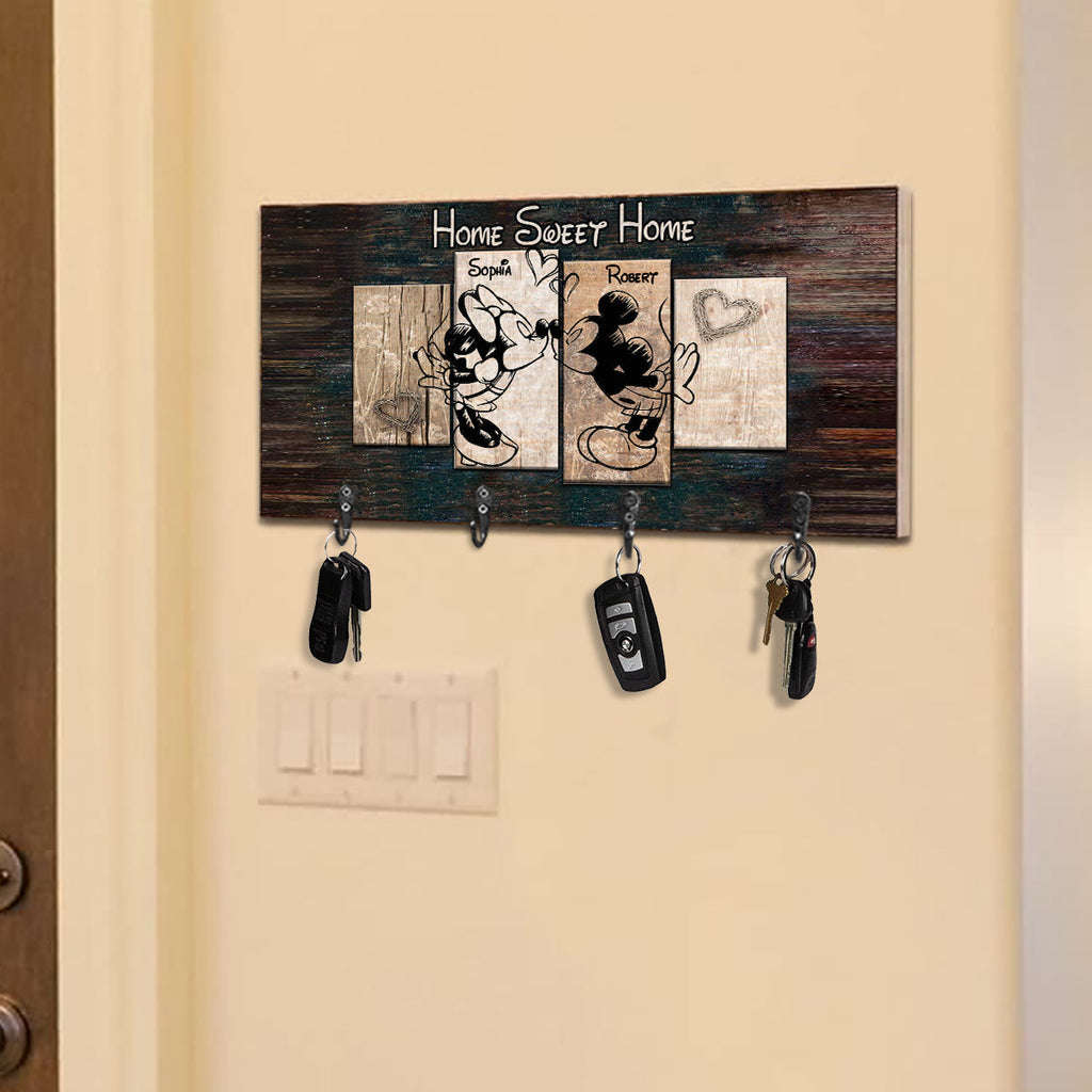 Personalized Home Sweet Home Key Rack Custom Name Gift Key Rack GradoCreations