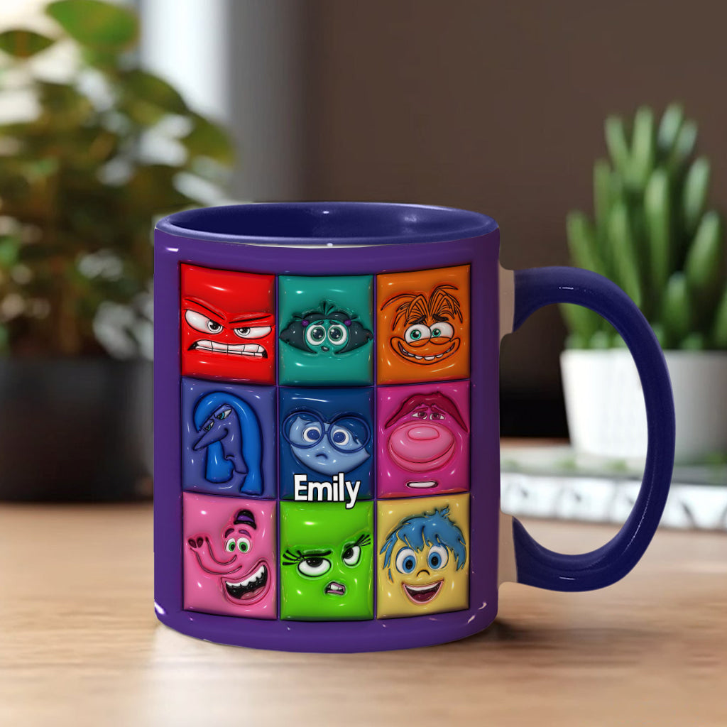 Personalized Accent Mug with Emotion Faces Custom Name Gift Accent Mug GradoCreations