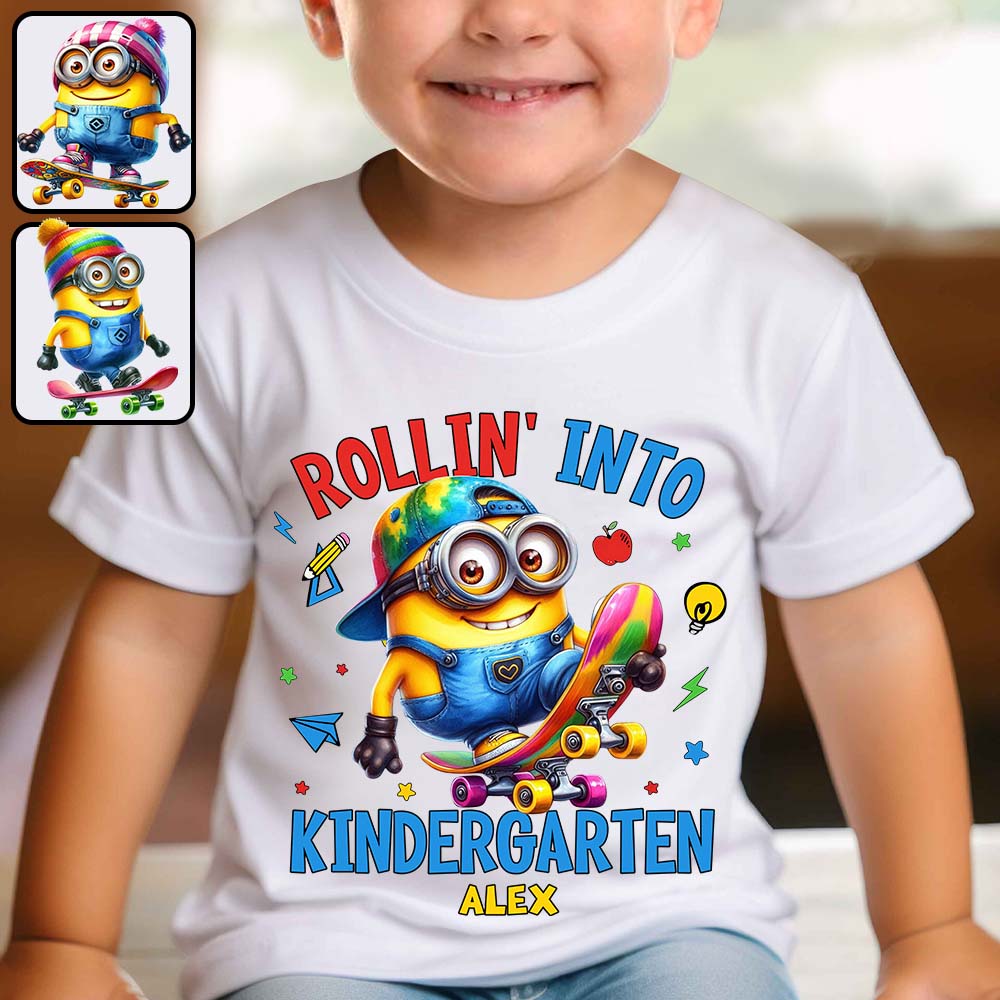Personalized Kids T-Shirt Rollin Into Kindergarten Custom Name T-shirt & Hoodie GradoCreations