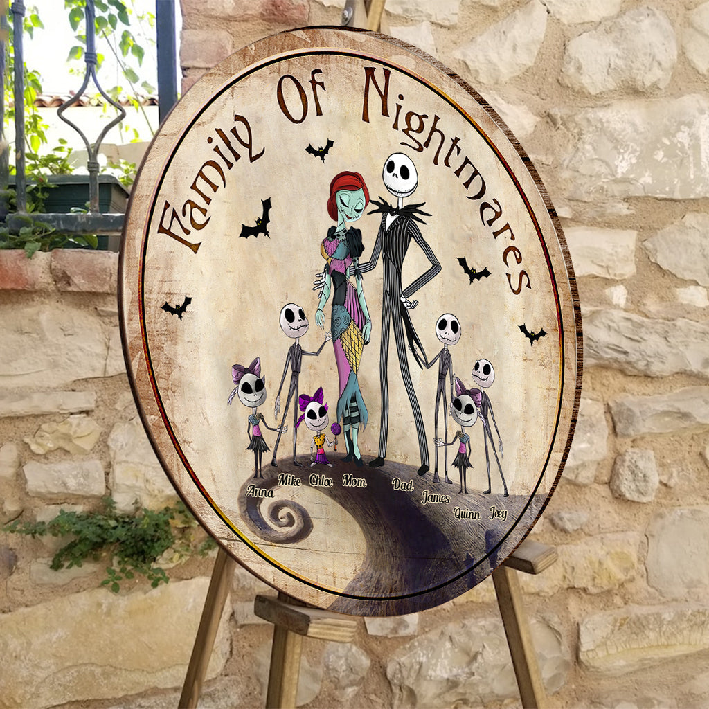 Personalized Round Wood Sign Family Of Nightmares Decor Gift Round Wood Sign GradoCreations