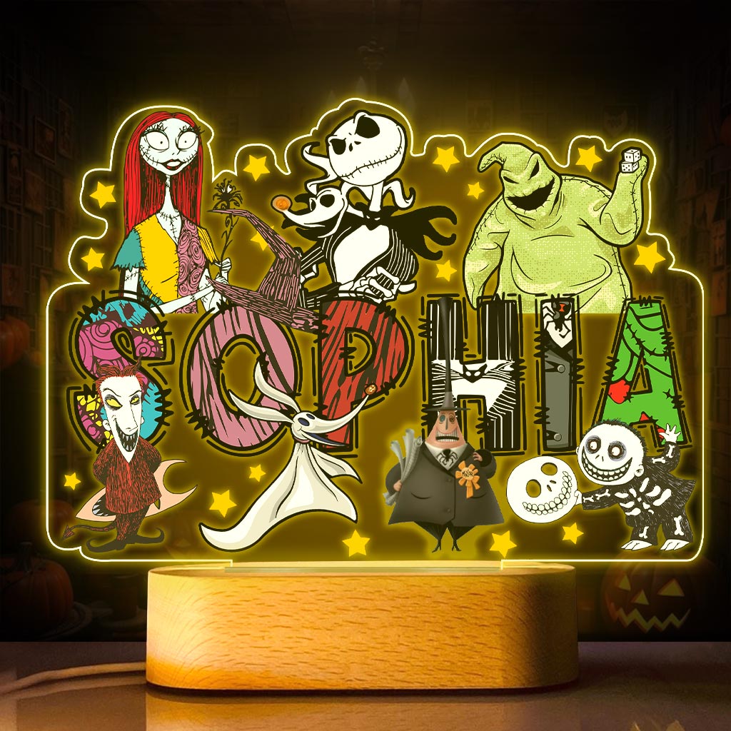 Personalized Nightmare Shaped Plaque Light Base Custom Name Gift for Halloween Shaped Plaque Light Base GradoCreations