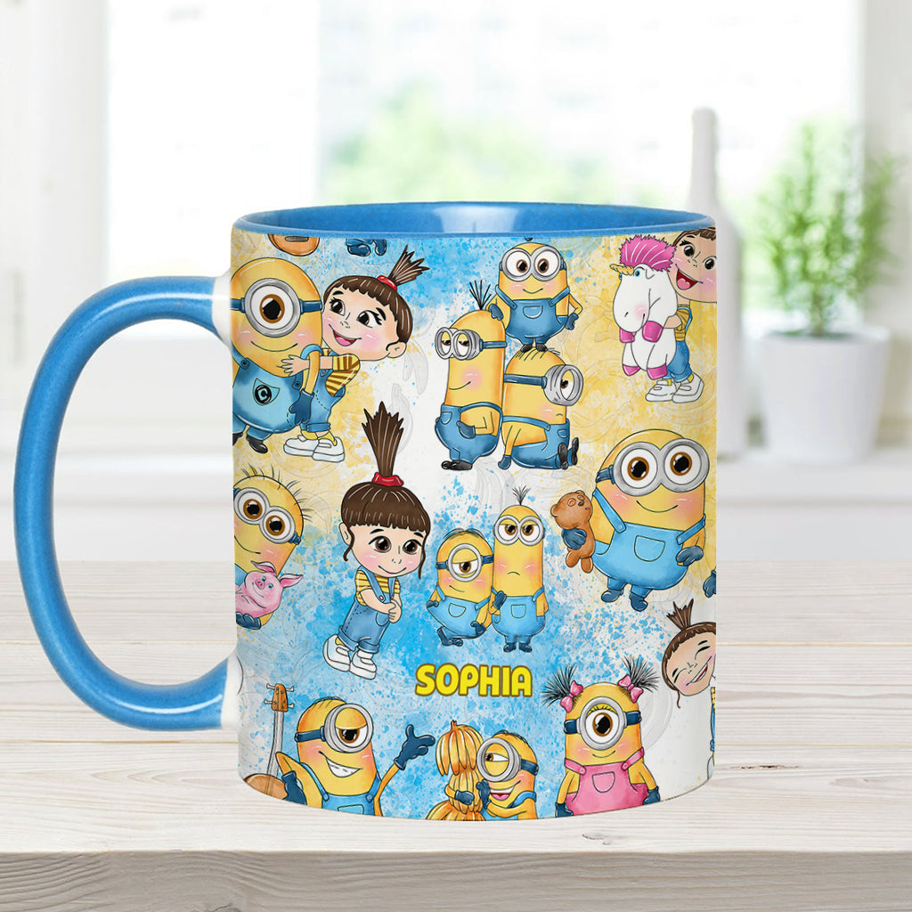 Personalized Yellow Monster Accent Mug for Kids - Custom Name Gift Accent Mug GradoCreations
