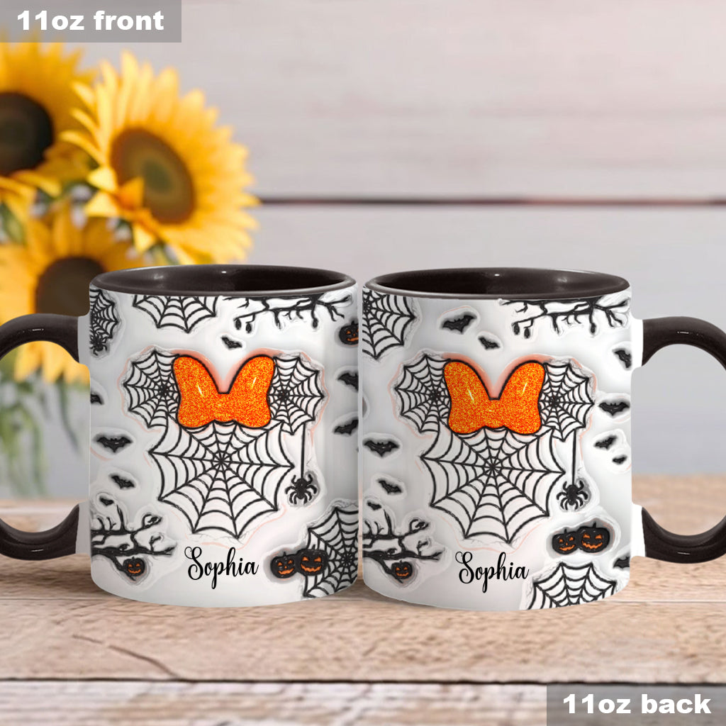 Personalized Halloween Accent Mug with Spider Webs & Name Accent Mug GradoCreations