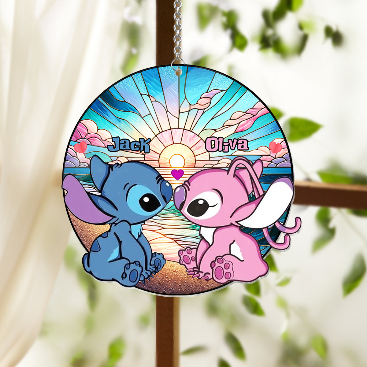 Personalized Suncatcher Ornament Custom Name Ohana Gift Window Hanging Suncatcher Ornament GradoCreations