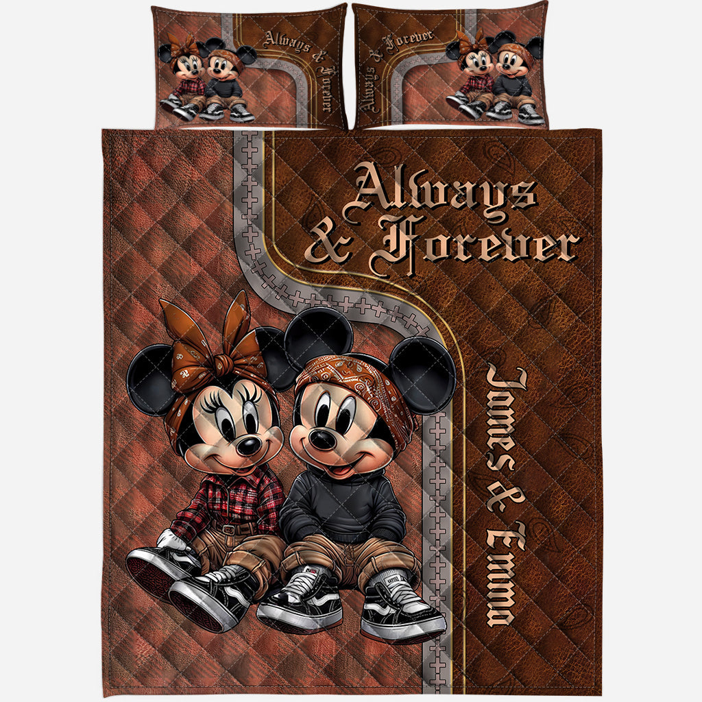 Personalized Mickey & Minnie Mouse Quilt Set for Couples | Unique Romantic Gift Quilt Set GradoCreations
