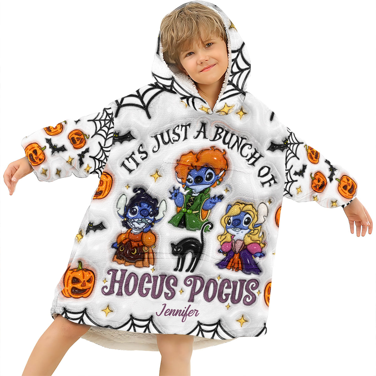 Personalized Halloween Blanket Hoodie Custom Name Soft and Cozy Blanket Hoodie GradoCreations