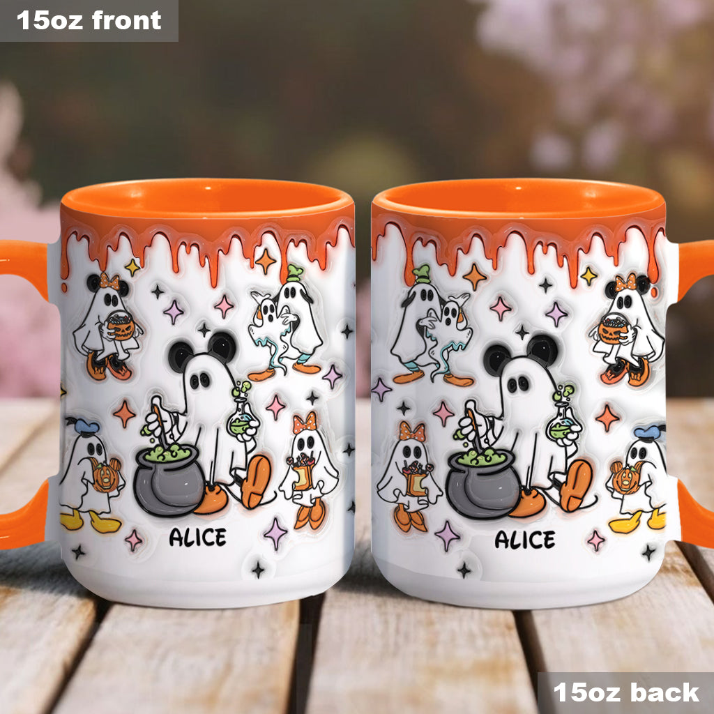 Personalized Spooky Ghost Accent Mug Custom Name Halloween Gift Accent Mug GradoCreations