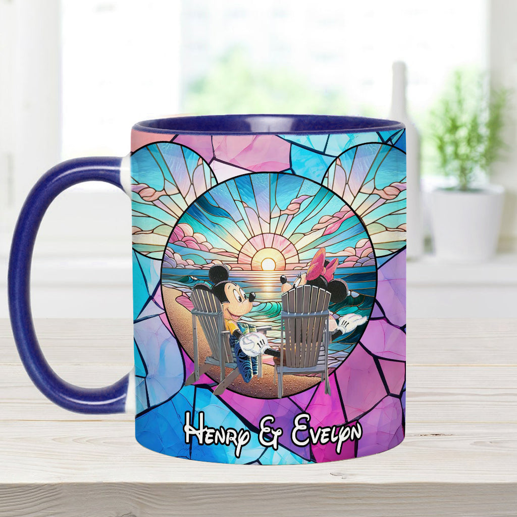 Personalized Ceramic Accent Mug with Sunset Design for Couples Accent Mug GradoCreations