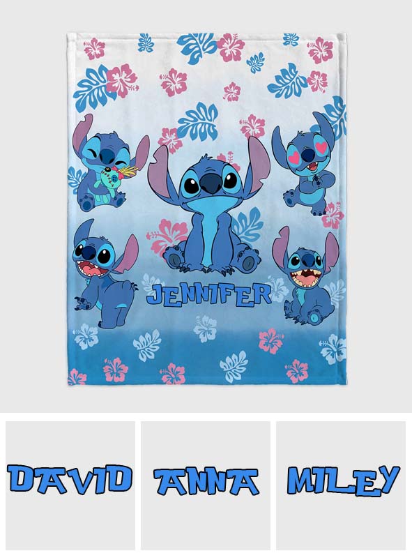 Personalized Blue Gradient Ohana Blanket Custom Name Gift Blanket GradoCreations