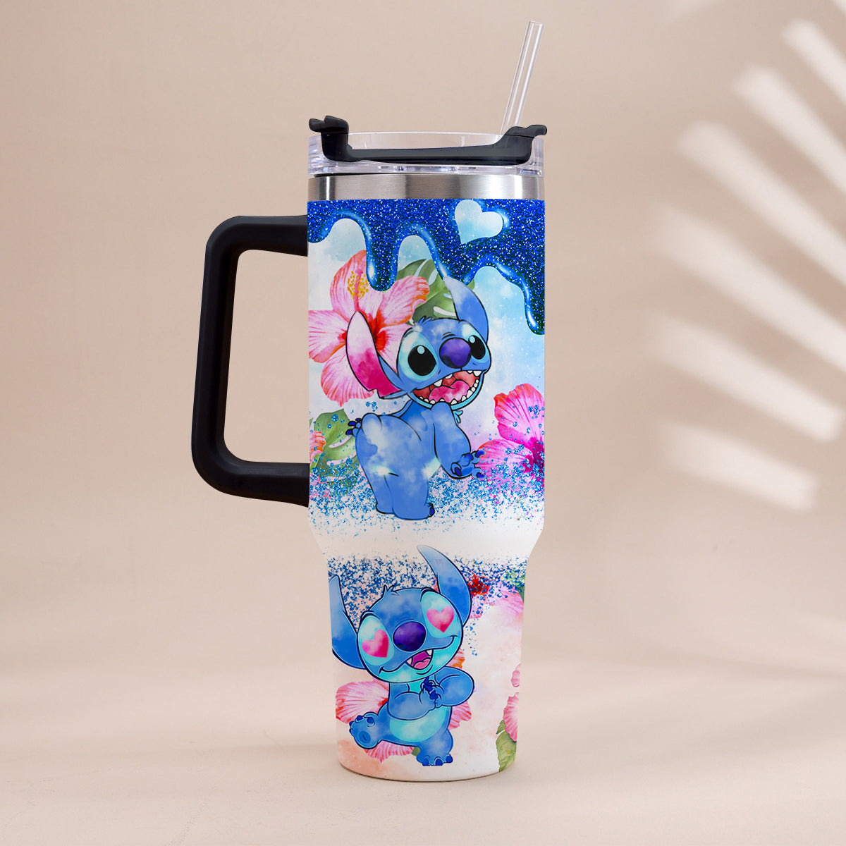 Personalized Tropical Vibe Tumbler With Handle Custom Name Gift Tumbler With Handle GradoCreations