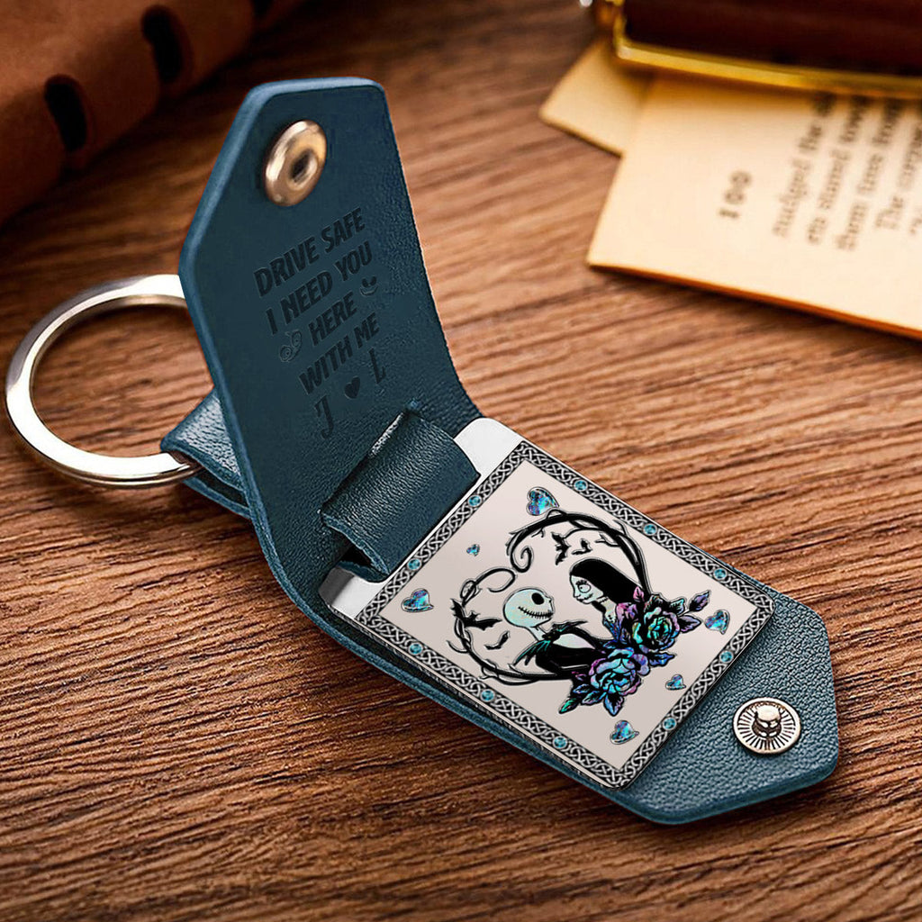 Personalized Leather Photo Keychain Gift for Couples | Drive Safe Reminder Leather Photo Keychain GradoCreations