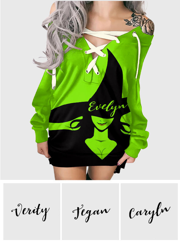 Personalized Off Shoulder Witch Dress Custom Name for Halloween Off Shoulder Dress GradoCreations