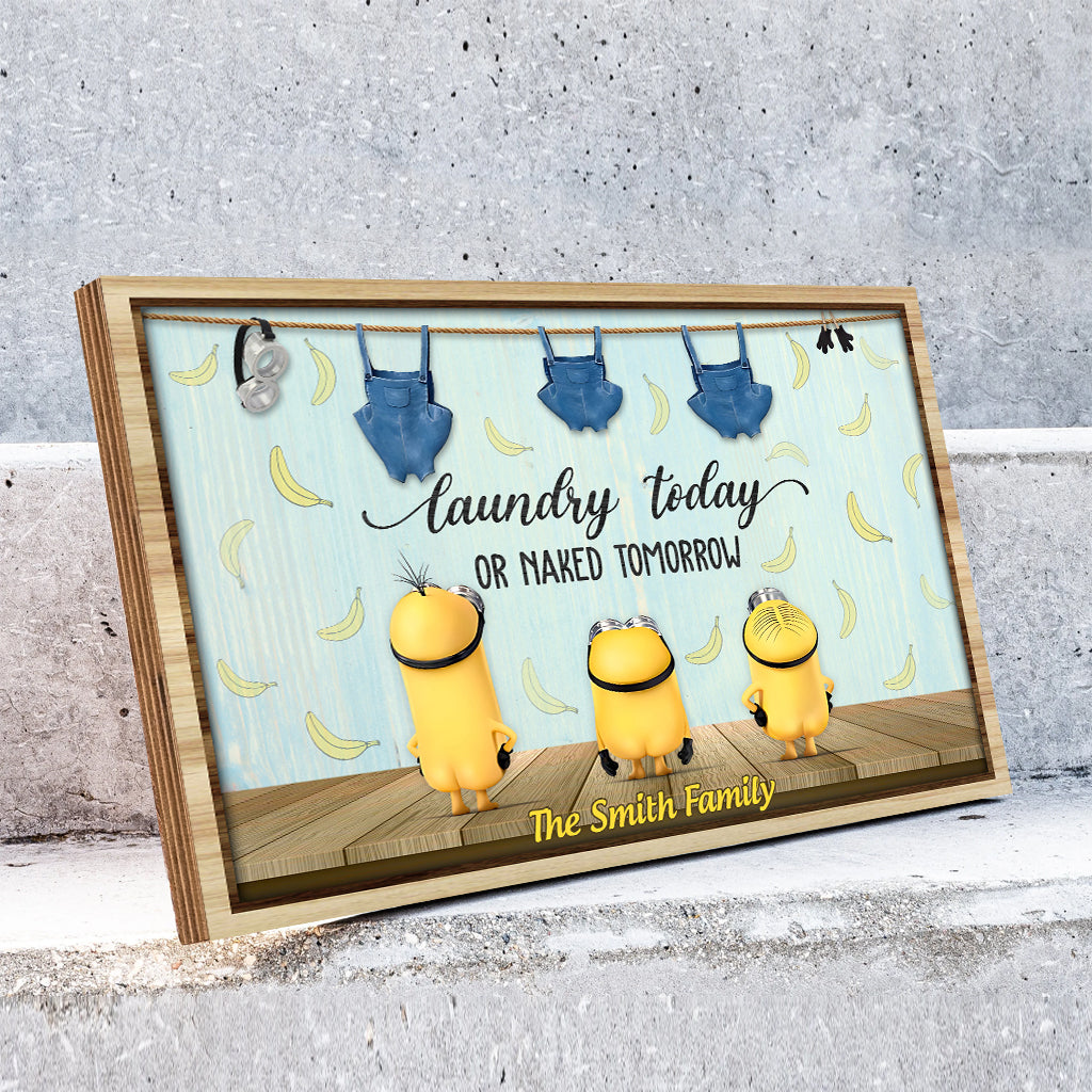Personalized Laundry Today Naked Tomorrow Wood Sign - Custom Family Home Decor Rectangle Wood Sign GradoCreations