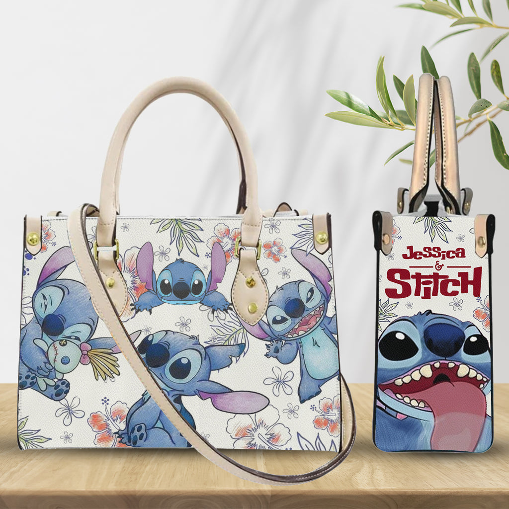 Personalized Leather Handbag Ohana Stitch Design Gift for Women Leather Handbag GradoCreations