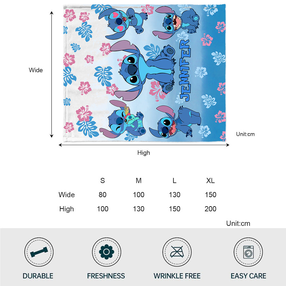 Personalized Blue Gradient Ohana Blanket Custom Name Gift Blanket GradoCreations