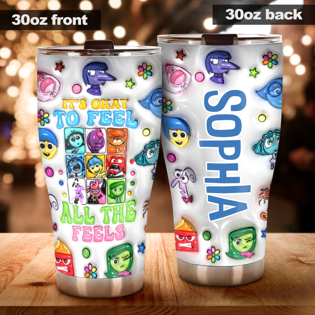Personalized Tumbler It's Okay To Feel All The Feels Gift for Kids Tumbler GradoCreations