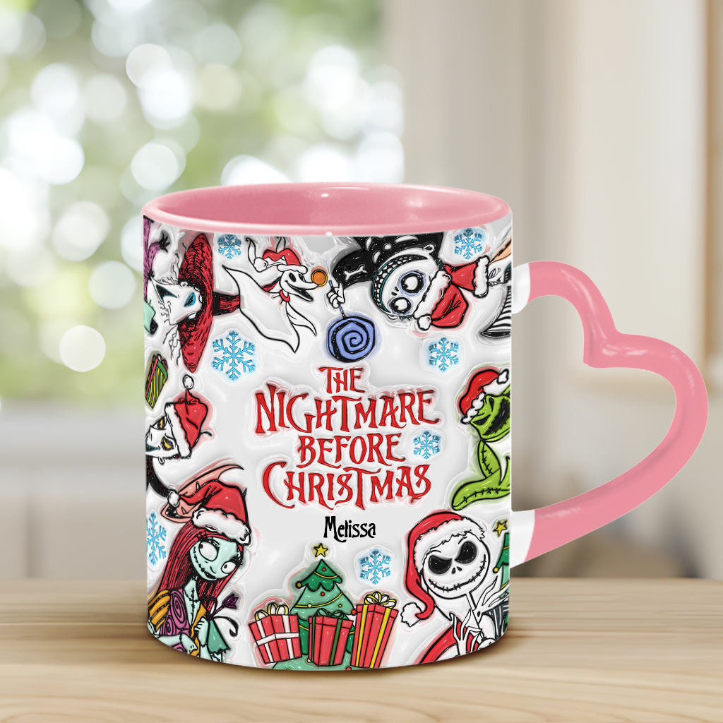 Personalized Nightmare Before Christmas Mug with Heart Handle Heart Handle Mug GradoCreations