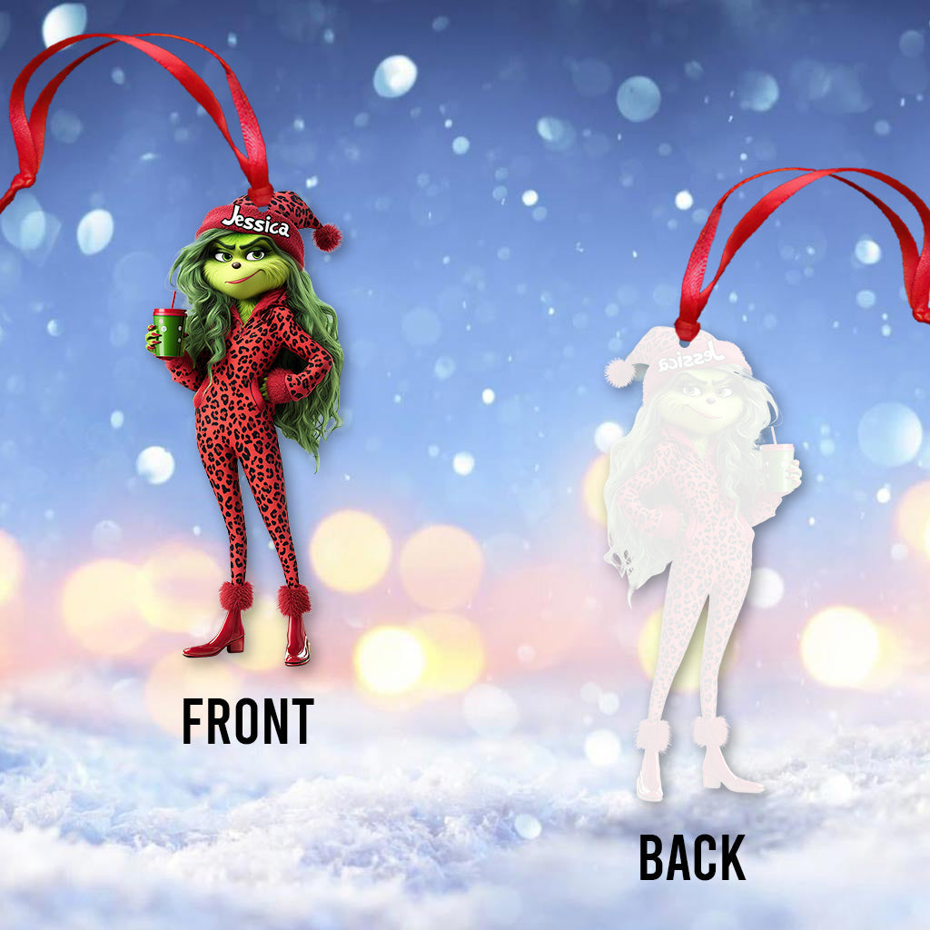 Personalized Grinch Lady Christmas Ornament Custom Gift One-sided Ornament GradoCreations